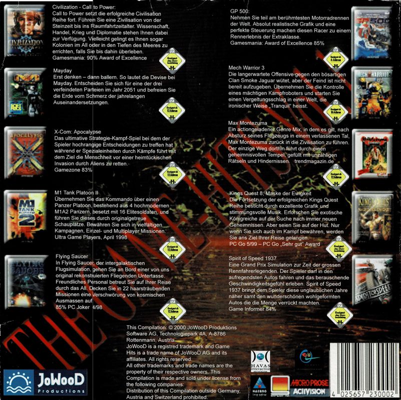 Back Cover for Game-Hits 1 (DOS and Windows) (Re-release)