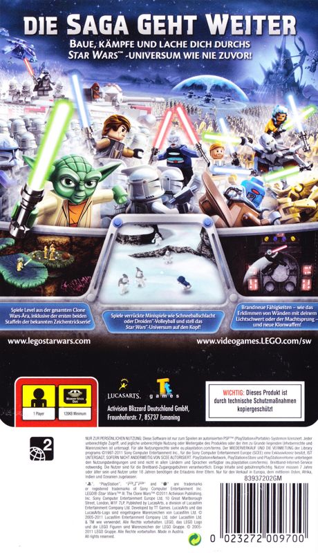 Back Cover for LEGO Star Wars III: The Clone Wars (PSP)