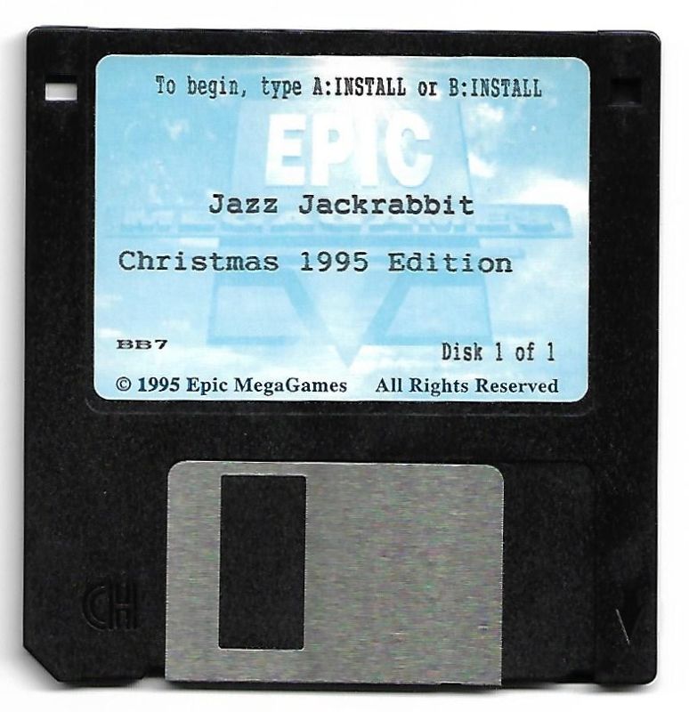 Media for Jazz Jackrabbit: Holiday Hare 1995 (DOS) (mail order release (Bundled with other Epic MegaGames or JJ Registered as a bonus disk))