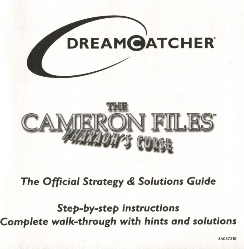 Extras for Cameron Files 1 & 2 Combo (Windows) (Bulk release tightly wrapped so each side shows one manual front): Pharaoh's Curse - Registration Card - Front