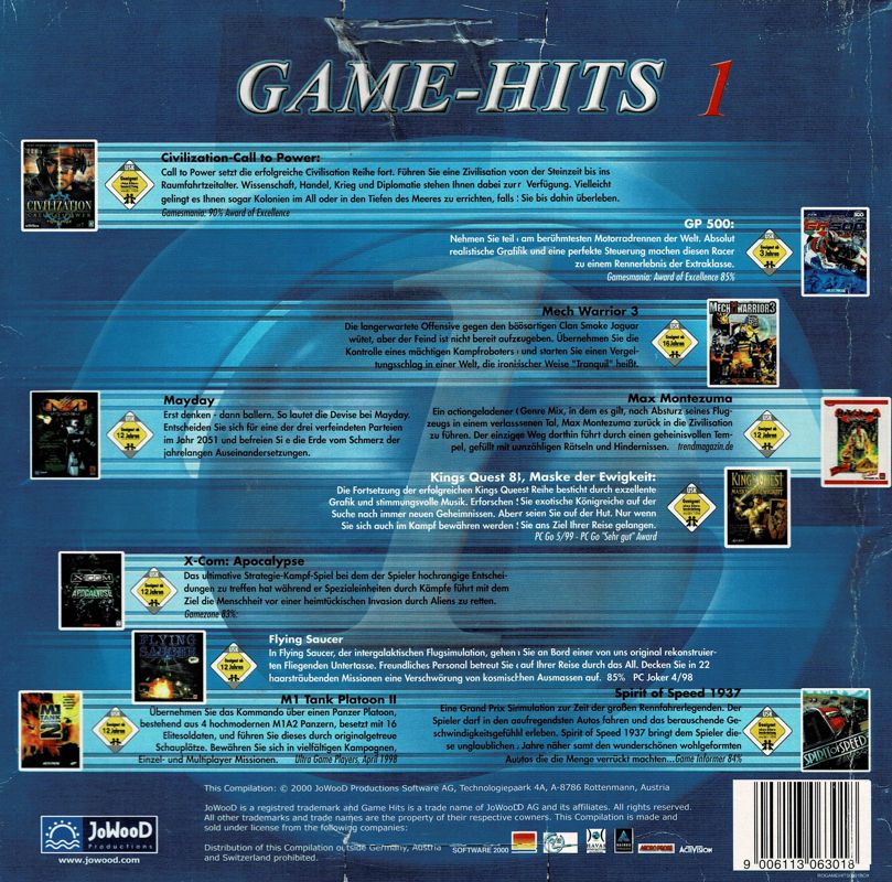 Other for Game-Hits 1 (DOS and Windows) (Re-release): Box - Back