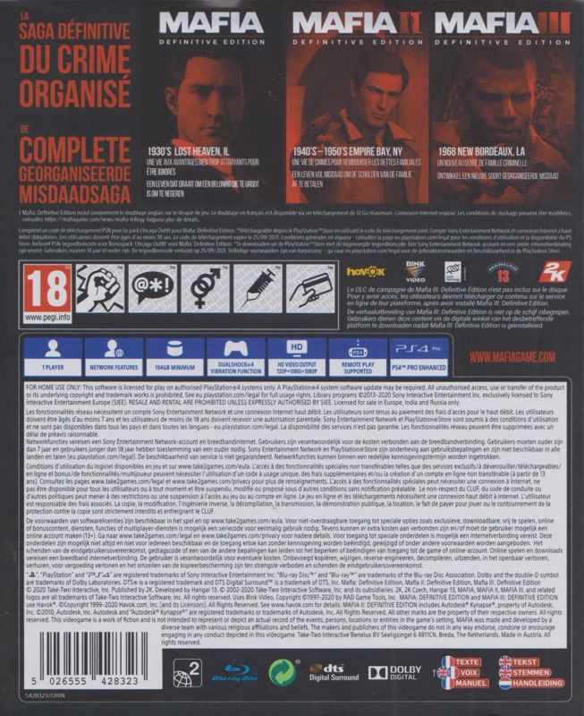 Back Cover for Mafia Trilogy (PlayStation 4) (Sleeved Digipak)