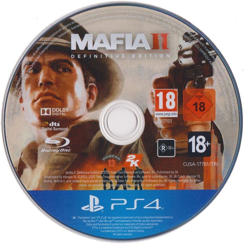 Media for Mafia Trilogy (PlayStation 4) (Sleeved Digipak): Disc - <i>Mafia II: Definitive Edition</i>