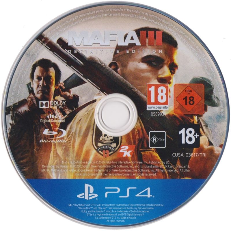 Media for Mafia Trilogy (PlayStation 4) (Sleeved Digipak): Disc - <i>Mafia III: Definitive Edition</i>