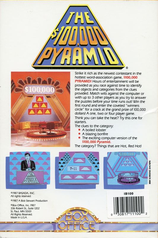 Back Cover for The $100,000 Pyramid (DOS)