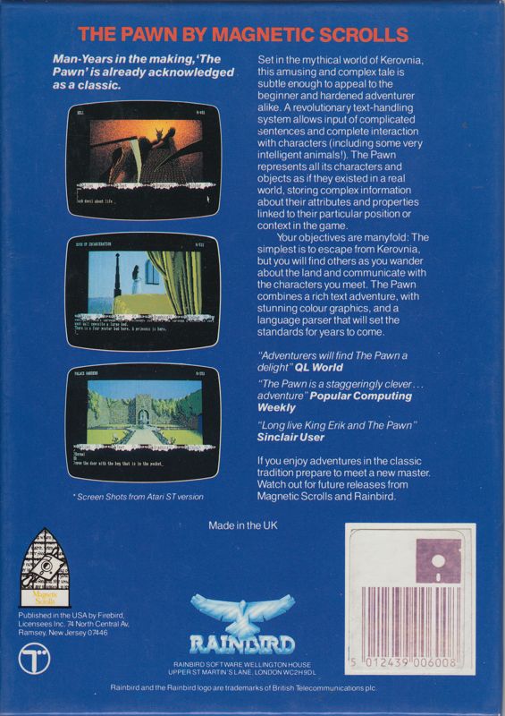 Back Cover for The Pawn (Atari ST)