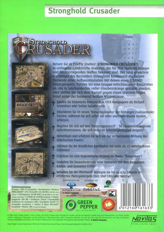 Back Cover for FireFly Studios' Stronghold Crusader (Windows) (Green Pepper release (#253))