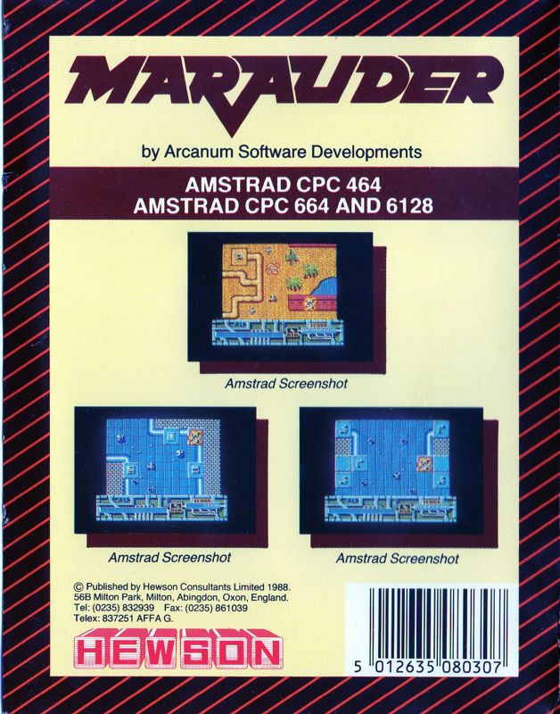 Back Cover for Marauder (Amstrad CPC)