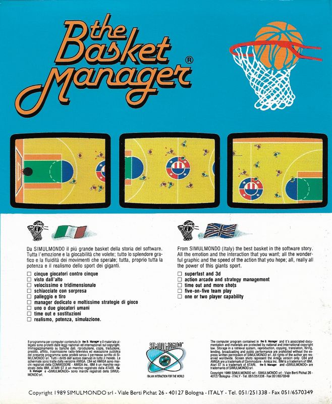 Back Cover for The Basket Manager (DOS)