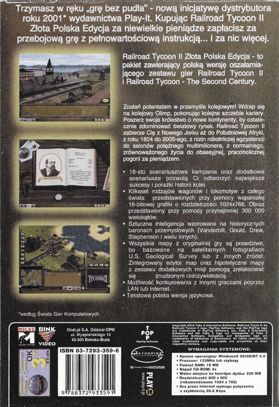 Back Cover for Railroad Tycoon II: Gold Edition (Windows)