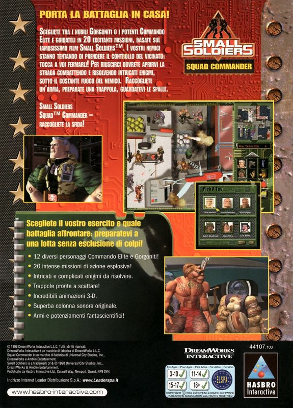 Back Cover for Small Soldiers: Squad Commander (Windows)