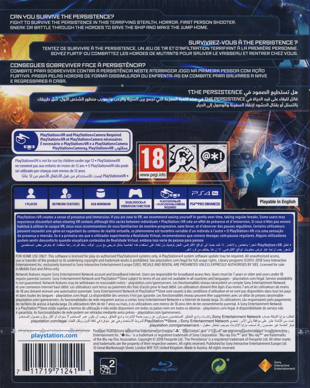 Back Cover for The Persistence (PlayStation 4)