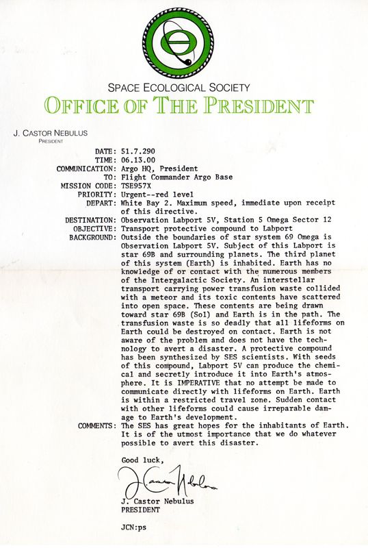 Other for Oo-Topos (DOS): Letter from the Office of the President