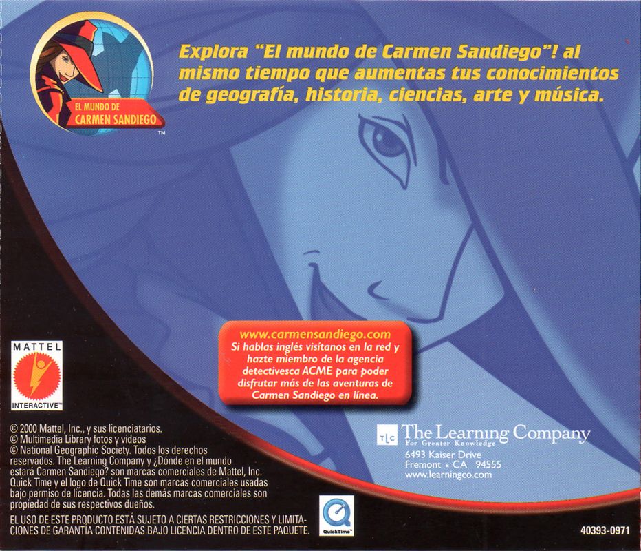 Other for Where in the World Is Carmen Sandiego? (Macintosh and Windows) (Spanish version): Jewel Case - Back