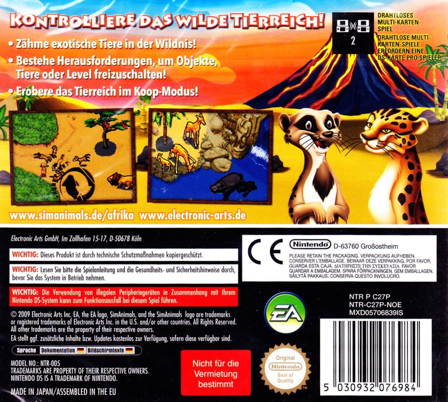Back Cover for SimAnimals: Africa (Nintendo DS)