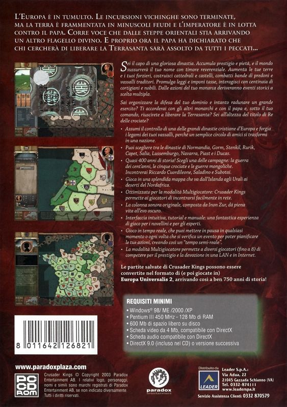 Back Cover for Crusader Kings (Windows)