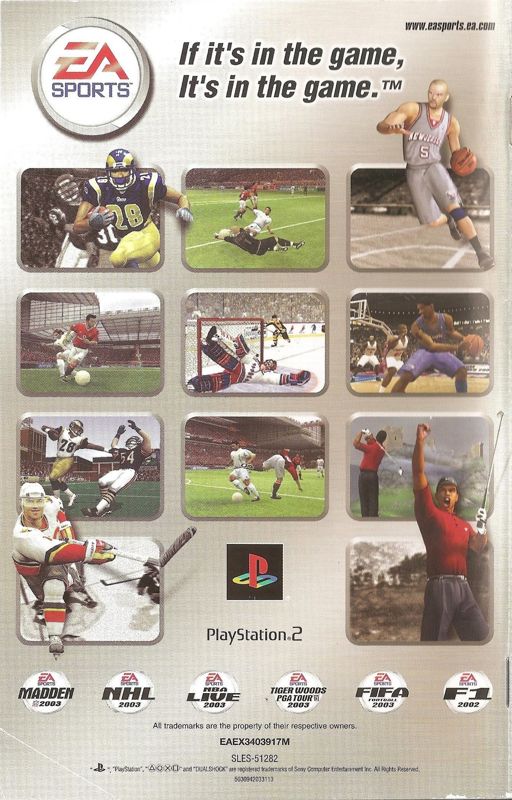 Manual for Tiger Woods PGA Tour 2003 (PlayStation 2): Back