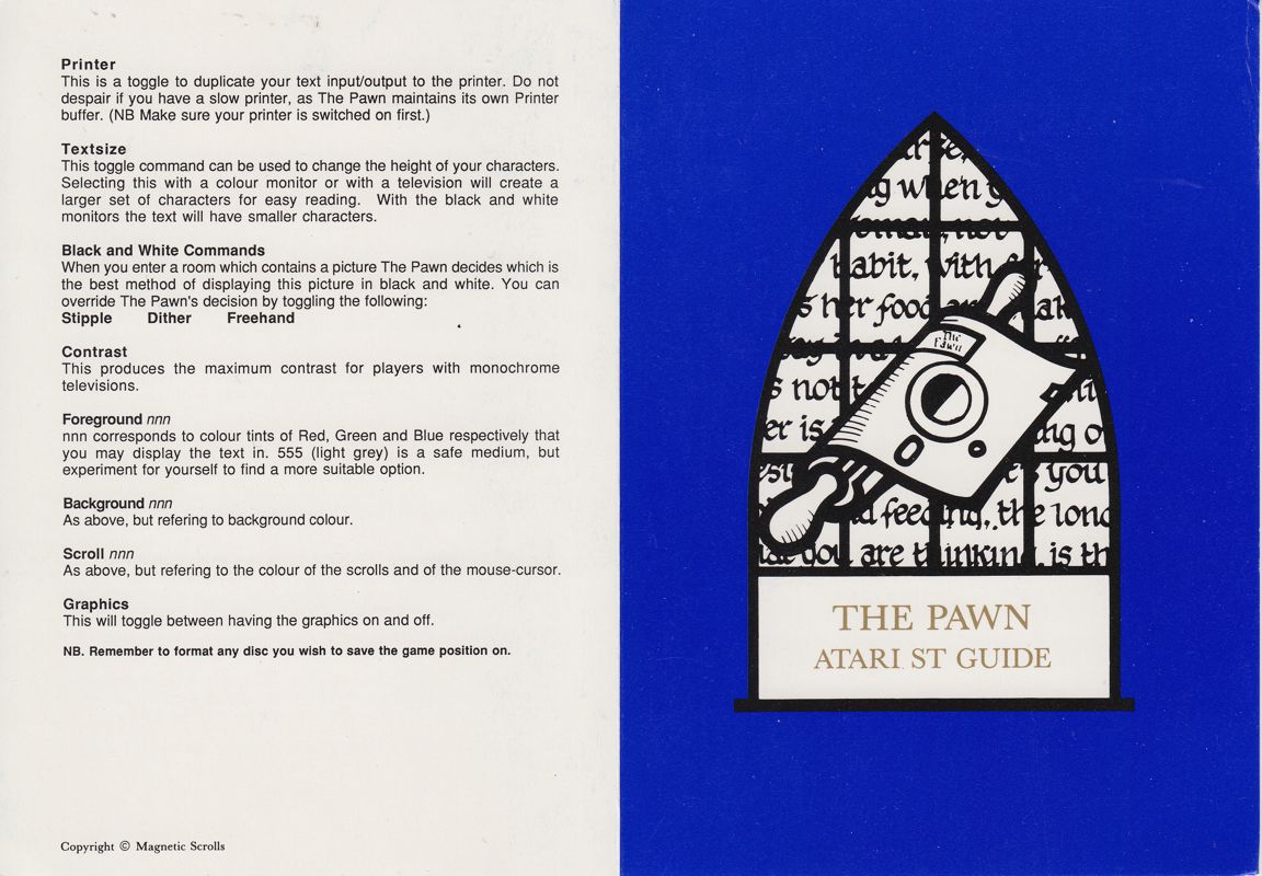 Reference Card for The Pawn (Atari ST): Atari ST Guide outer