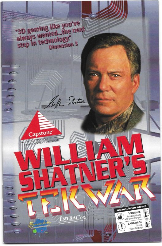 Manual for William Shatner's TekWar (DOS): Front