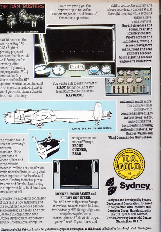 Back Cover for The Dam Busters (Commodore 64) (cassette version)