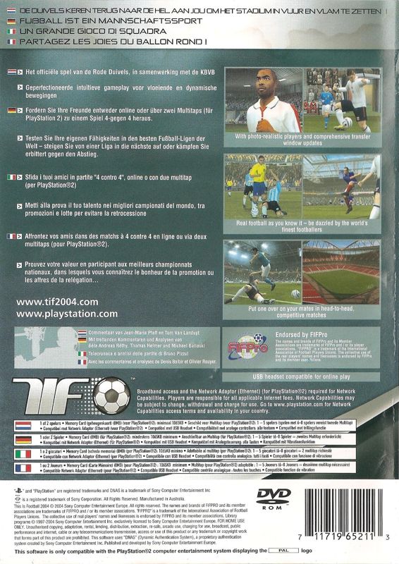 Back Cover for World Tour Soccer 2005 (PlayStation 2)