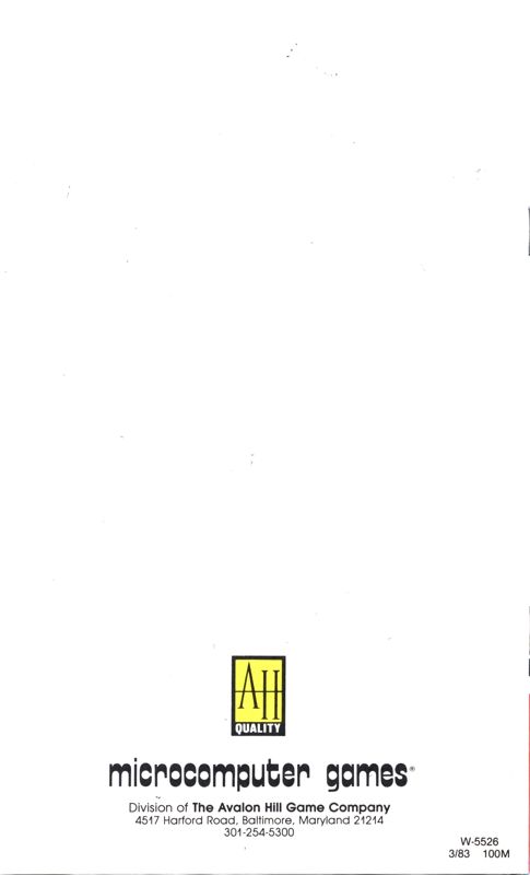 Advertisement for Paris in Danger (Atari 8-bit): Catalog - Back