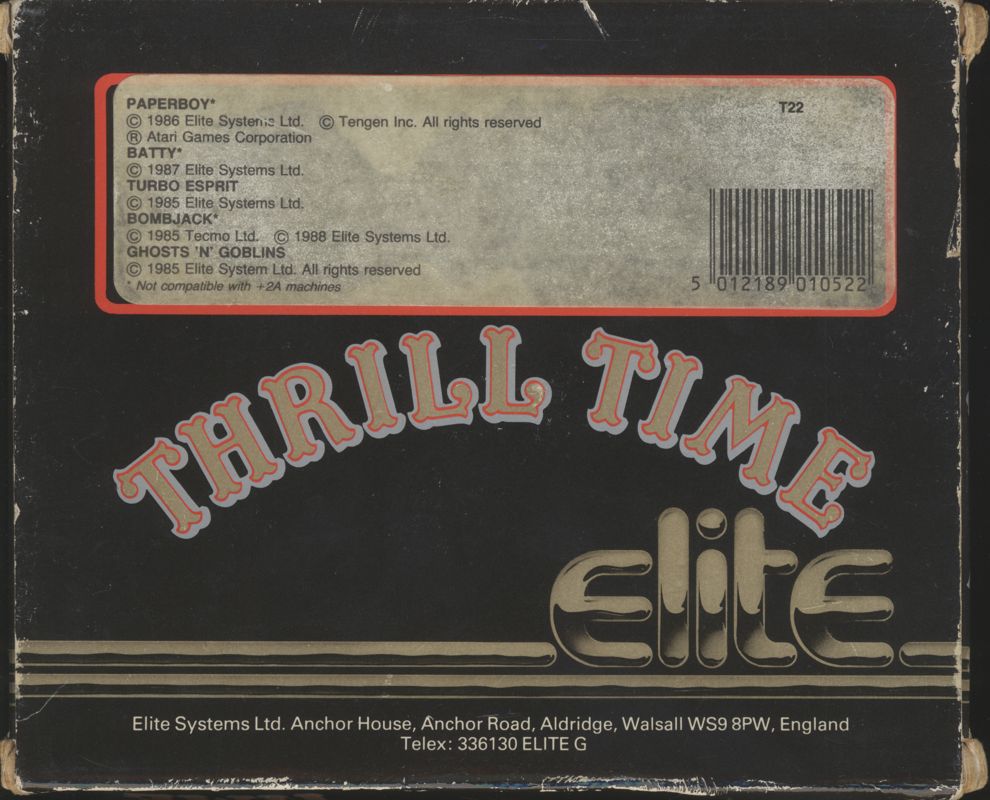 Back Cover for Thrill Time Gold (ZX Spectrum)