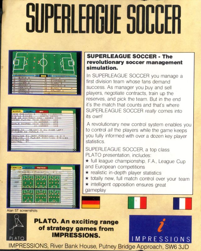 Back Cover for Superleague Soccer (ZX Spectrum)