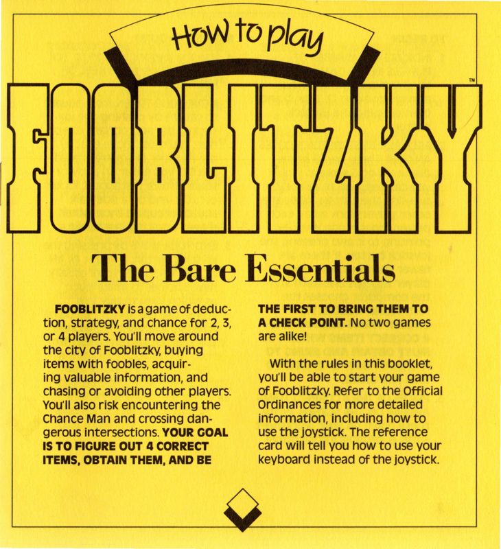 Manual for Fooblitzky (Apple II)