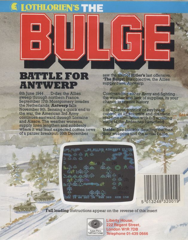 Back Cover for The Bulge: Battle for Antwerp (Commodore 64 and ZX Spectrum)
