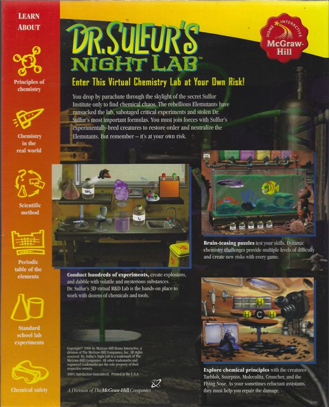 Back Cover for Dr. Sulfur's Night Lab (Windows)