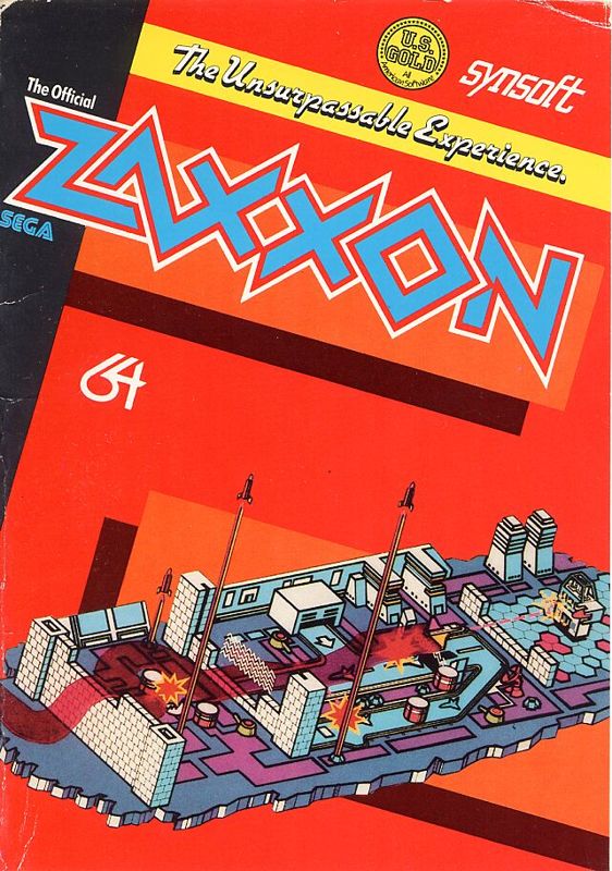 Front Cover for Zaxxon (Commodore 64) (U.S. Gold release in plastic folder, disk)