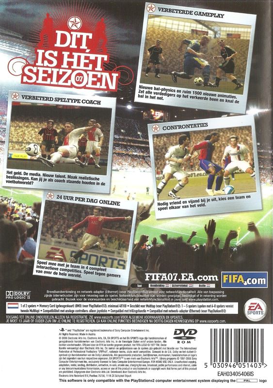 Back Cover for FIFA Soccer 07 (PlayStation 2)