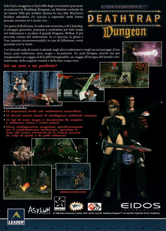 Back Cover for Ian Livingstone's Deathtrap Dungeon (Windows)