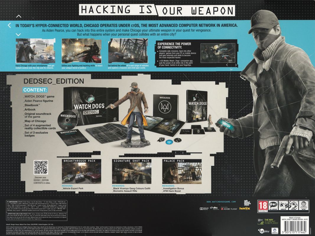 Back Cover for Watch_Dogs (DedSec Edition) (Windows)