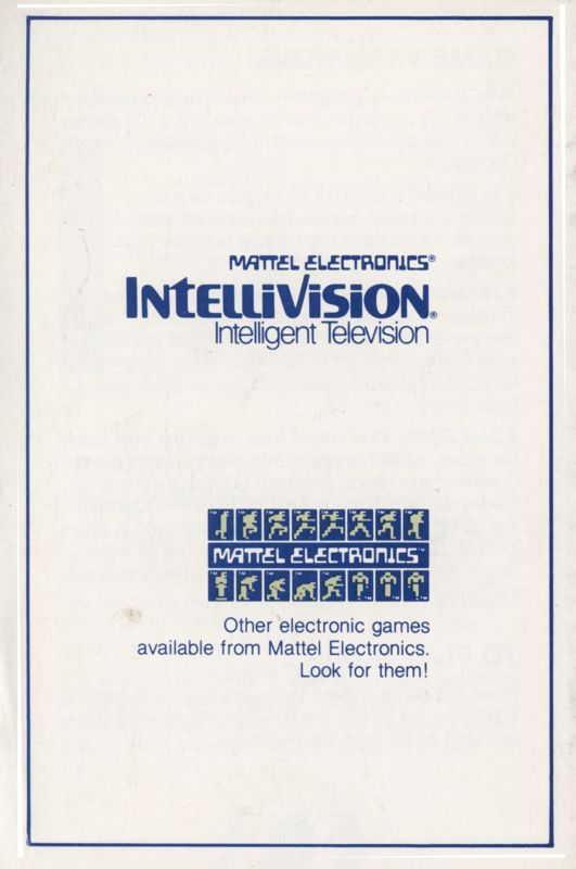 Manual for Space Hawk (Intellivision): Back