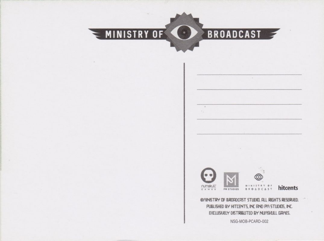 Extras for Ministry of Broadcast (Nintendo Switch): Postcard - Back (All)
