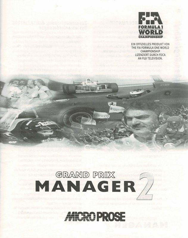 Reference Card for Grand Prix Manager 2 (Windows and Windows 3.x): Front