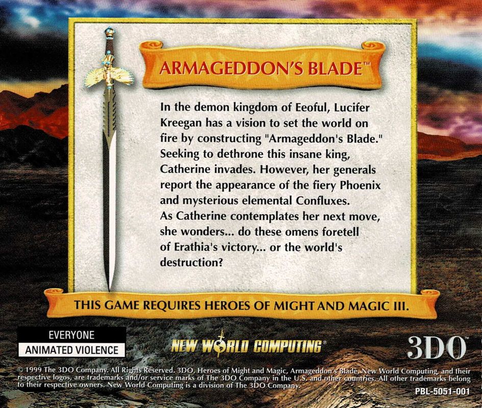 Other for Heroes of Might and Magic III: Armageddon's Blade (Windows): Jewel Case - Back
