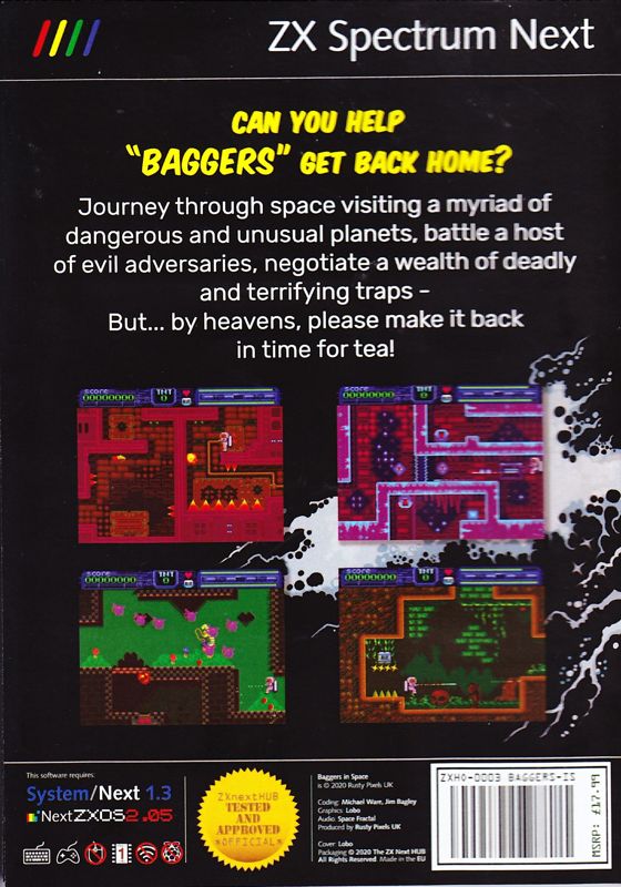 Back Cover for Baggers in Space (ZX Spectrum Next) (mail order release)