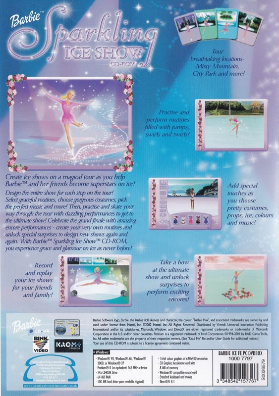 Back Cover for Barbie Sparkling Ice Show (Windows)