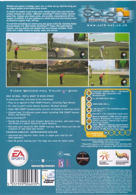 Back Cover for Tiger Woods PGA Tour 2000 (Windows) (Sold Out Software release)
