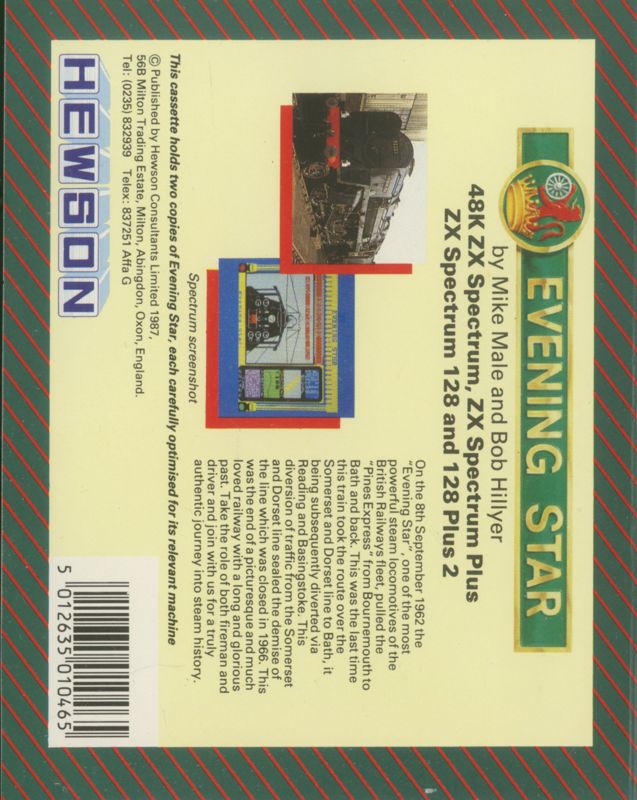 Back Cover for Evening Star (ZX Spectrum)