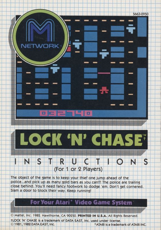 Manual for Lock 'n' Chase (Atari 2600): Front