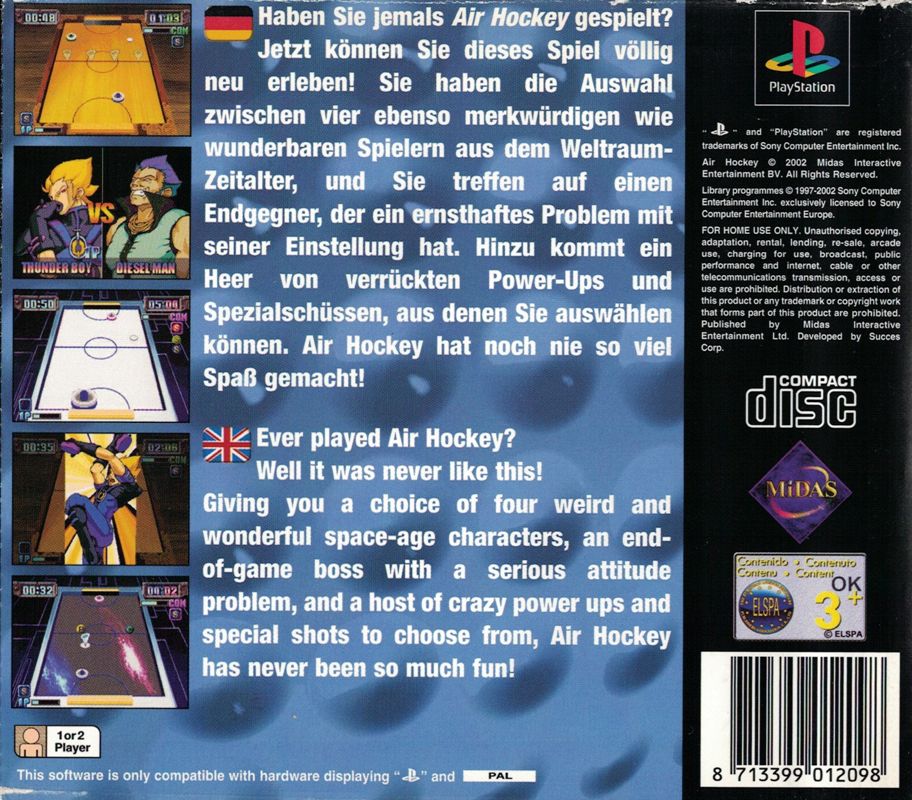 Air Hockey cover or packaging material MobyGames