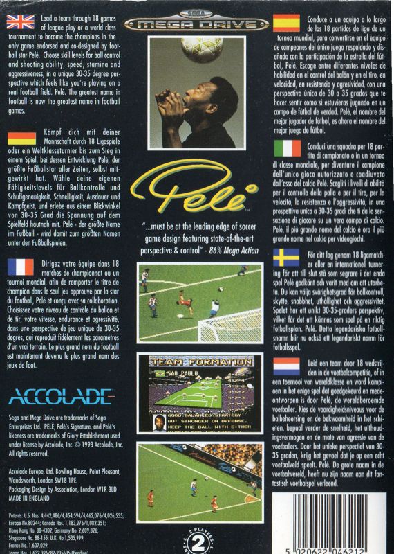 Back Cover for Pelé! (Genesis)