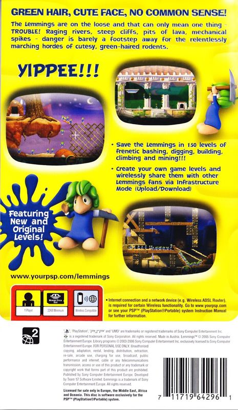 Back Cover for Lemmings (PSP)