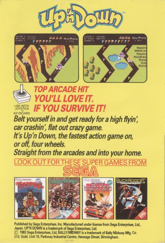 Back Cover for Up 'n Down (Commodore 64)