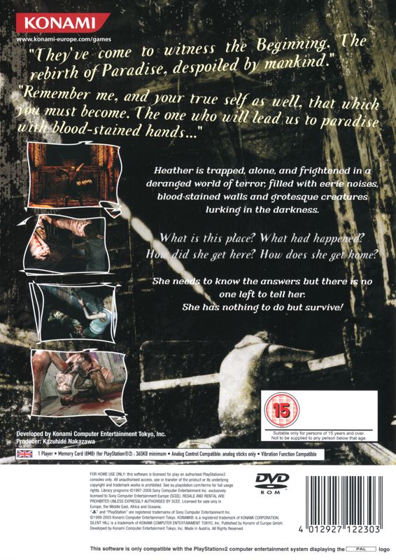 Back Cover for Silent Hill 3 (PlayStation 2) (2009 re-release)