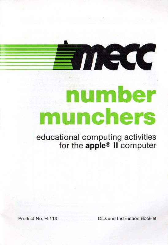 Manual for Number Munchers (Apple II)